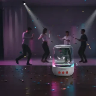 Porodo Crystal-Glow Mini Bluetooth Speaker – White product image — product view 4