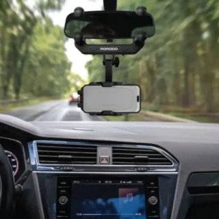 Porodo Mirror-Mounted Phone Holder Bracket with Extendable Arm - Black product image — product view 2