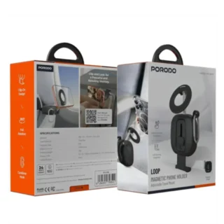 Porodo Loop Magnetic Phone Holder Adjustable Travel Mount - Black product image — product view 4