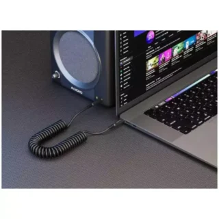 Porodo Aux 3.5 To 3.5 Coil Cable 1.2m - Black product image — product view 2