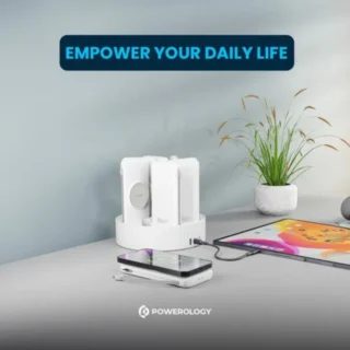 Powerology 8 In 1 Station 10000mah Pd 120w Qc Wireless Power Bank - White product image — product view 3