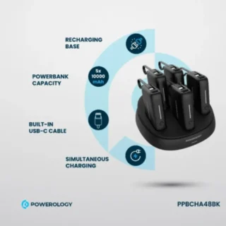 Powerology × 5 10000mAh Power Bank Station - Black product image — product view 3