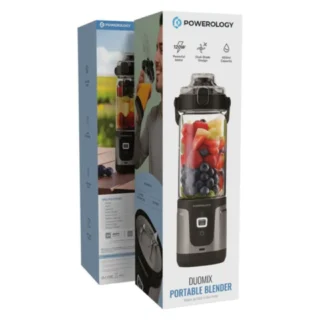 Powerology Duomix Portable Blender - 120W - Dual Blade Portable Blender With USB Type C + LED Light - Black product image — product view 2