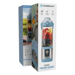 Powerology Duomix Portable Blender - 120W - Dual Blade Portable Blender With USB Type C + LED Light - Blue product image — product view 2