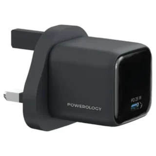 Powerology volt-x 25w mini gan wall charger with c to lightning cable- black product image — product view 2