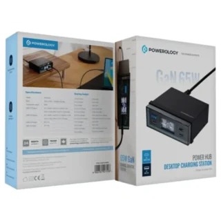 Powerology Power Hub Desktop Charging Station - Black product image — product view 3