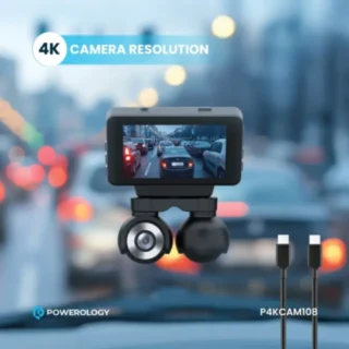 Powerology Dual Lens Dash Camera - Black product image — product view 3