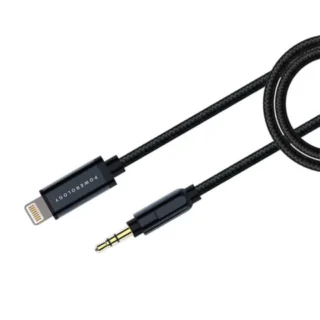 Powerology Braided Lightning To 3.5mm Aux Cable - 1.2m / 4ft - Black product image — product view 2