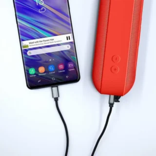 Powerology Braided Lightning To 3.5mm Aux Cable - 1.2m / 4ft - Black product image — product view 3