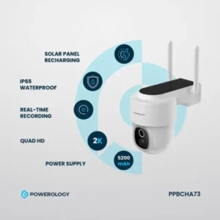 Powerolgoy Built-In Solar Pan & Tilt Outdoor Camera - White product image — product view 3