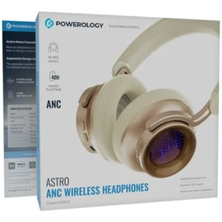 Powerology Astro Anc Wireless Headphones - Beige product image — product view 4