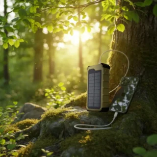 Powerology Solara Solar 10000mAh Power Bank - Khaki product image — product view 2
