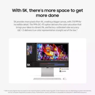 Samsung Viewfinity S9 Series 27-inch 5k Hi-res 5ms 60hz Flat Monitor - Light Gray LS27C902PAMXUE product image — product view 3