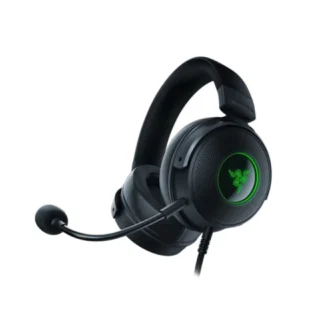 Razer Kraken V3 X Wired USB Gaming Headset: HyperClear Cardioid Mic, Oval Ear Cushions, Hybrid fabric, memory foam ear cushions, USB Type A, Surround sound, Chroma RGB, For PC, PS4 - Black product image — product view 2