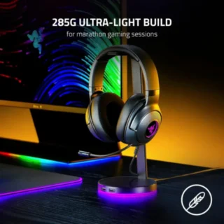 Razer Kraken V3 X Wired USB Gaming Headset: HyperClear Cardioid Mic, Oval Ear Cushions, Hybrid fabric, memory foam ear cushions, USB Type A, Surround sound, Chroma RGB, For PC, PS4 - Black product image — product view 4