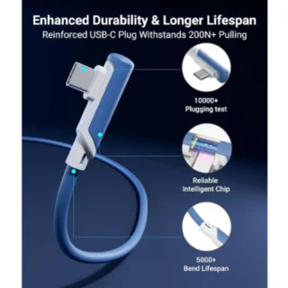 Syntech USB a to USB c cable 16ft/5m compatible with quest 2/3 - blue product image — product view 3