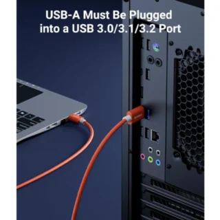 Syntech usb a to usb c cable 16ft/5m compatible with quest 2/3- orange product image — product view 3