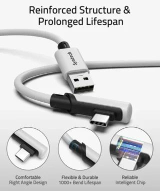 Syntech USB a to USB c cable 10ft/3m compatible with quest 2/quest 3/ quest 3s / quest pro - white product image — product view 3