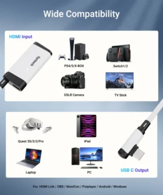 Syntech HDMI Female to USB-C Capture Card product image — product view 3