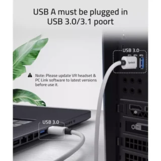 Syntech USB A To USB C Cable 20ft /6m Compatible With Quest2/3 - White product image — product view 2