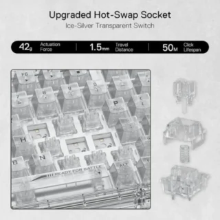 Redragon K649 ELF PRO 78% 3-Mode RGB Mechanical Keyboard - Transparent product image — product view 3