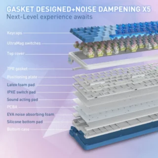 Redragon NOVA K709 HE Rapid Trigger Gaming Keyboard (Transparent Blue Keycaps) product image — product view 4