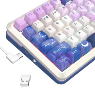 Redragon Flekact Pro 3modes Connection With Lcd Screen Gasket Mounted Mechanical Keyboard - Animated Theme product image — product view 4