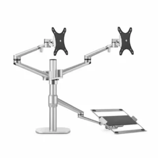 Gamvity OL-10T Full-Motion Triple Mount – Dual 17–32" Monitors + 12–17" Laptop Arm product image