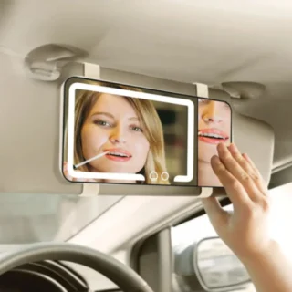 Porodo Lifestyle Shinevibe LED Car Makeup Mirror - Clear product image — product view 2