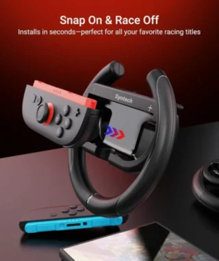 Syntech Steering Wheel for Nintendo Switch2 JoyCons (2 Pack, Black) product image — product view 2