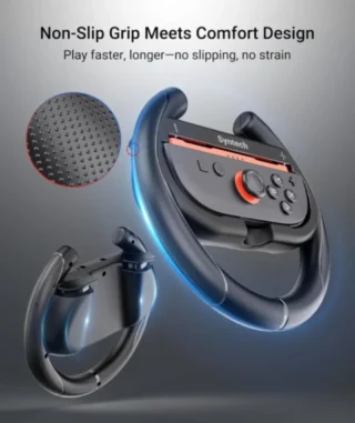 Syntech Steering Wheel for Nintendo Switch2 JoyCons (2 Pack, Black) product image — product view 4