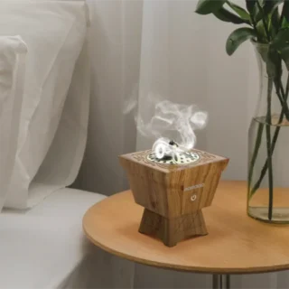 Porodo Lifestyle Classic Wood-Finish Portable Incense Burner - Brown product image — product view 2
