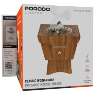 Porodo Lifestyle Classic Wood-Finish Portable Incense Burner - Brown product image — product view 3
