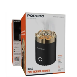 Porodo Lifestyle Rose Mini Incense Burner - Black product image — product view 2