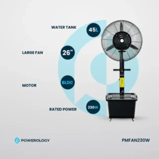Powerology Industrial Fan Mist Spray & Humidifier - Black product image — product view 2