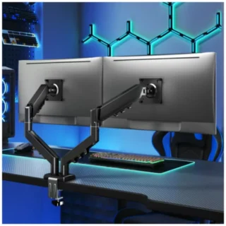 Pawa Double Gas Spring Computer Arm With 360º Rotation - Black product image — product view 2
