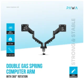 Pawa Double Gas Spring Computer Arm With 360º Rotation - Black product image — product view 3