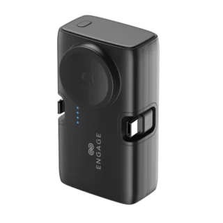Engage Portable Dual Port Lightning/USB-C & Watch Charging Power Bank (5000mAh)(18W/H)-Black — product view 2