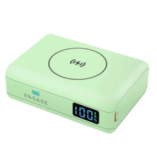 Engage Compact Wireless Magnetic Power Bank 10000mAh with LED Display-Green 45W(37W/H)