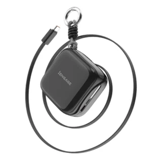 iEngage 10000mAh Powerbank Portable 35W Fast Charging With Retractable Cable (Black) — product view 2
