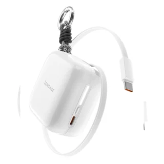 iEngage 10000mAh Powerbank Portable 35W Fast Charging With Retractable Cable (White) — product view 2