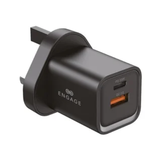 Engage Dual Port Quick Charger Power Charger/Adapter 33W PD Black