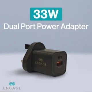 Engage Dual Port Quick Charger Power Charger/Adapter 33W PD Black — product view 2