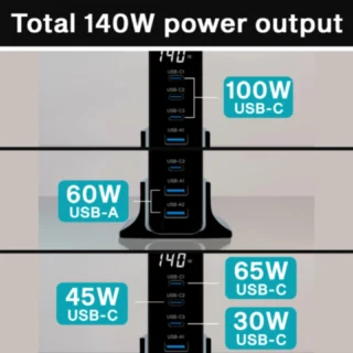 Engage 140W 5 Ports Desktop USB Hub/ Charger — product view 2