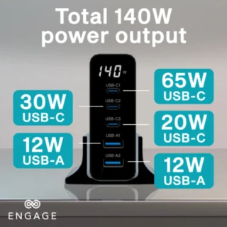 Engage 140W 5 Ports Desktop USB Hub/ Charger — product view 3