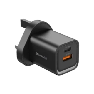 iEngage Dualport (USB-C +USB -A) 35W Power Adapter Uk Plug - Black