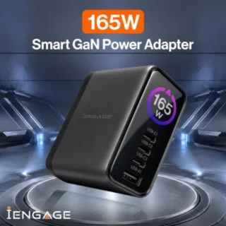 iEngage 165W TFT PD Charger (Triple USB -C + USB-A) W/ Interchangeable Uk/Eu Plug — product view 2