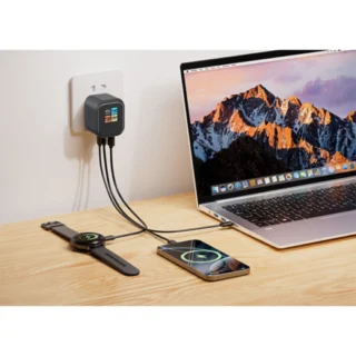 iEngage 65W Foldable Uk Plug TFT Power Adapter(Black) (2C1A) — product view 2