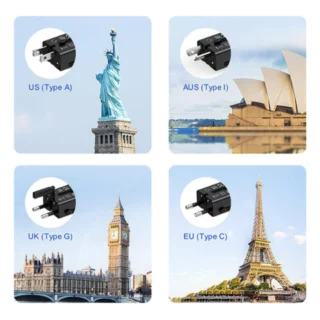 iEngage 45W Dual USB-C Port Mini Universal GaN Power Adapter(Black) — product view 3