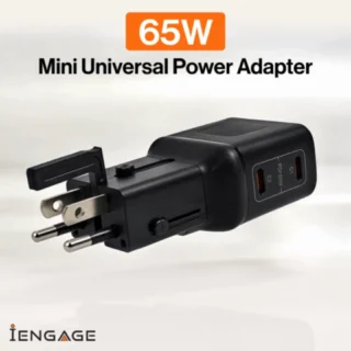 iEngage 65W Dual USB-C Port Mini Universal GaN Power Adapter(Black) — product view 2